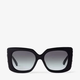 Ochelari de soare Delphie cu ramă neagră în formă de fluture
