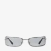 Ochelari de soare dreptunghiulari din metal argintiu și gri Ochelari de soare dreptunghiulari din metal argintiu și gri