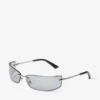 Ochelari de soare dreptunghiulari din metal argintiu și gri Ochelari de soare dreptunghiulari din metal argintiu și gri