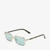 Ochelari de soare dreptunghiulari Gavin din metal auriu pal și verde Ochelari de soare dreptunghiulari Gavin din metal auriu pal și verde