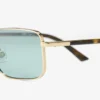 Ochelari de soare dreptunghiulari Gavin din metal auriu pal și verde Ochelari de soare dreptunghiulari Gavin din metal auriu pal și verde