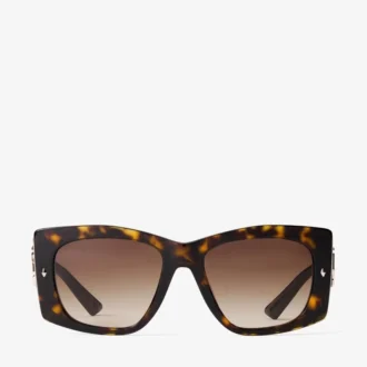 Ochelari de soare Gabi cu rame tip fluture din acetat Havana și maro degradat