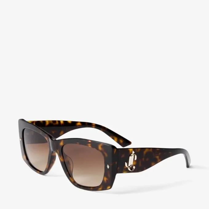 Ochelari de soare Gabi cu rame tip fluture din acetat Havana și maro degradat Ochelari de soare Gabi cu rame tip fluture din acetat Havana și maro degradat