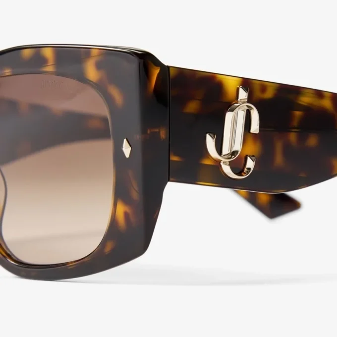 Ochelari de soare Gabi cu rame tip fluture din acetat Havana și maro degradat Ochelari de soare Gabi cu rame tip fluture din acetat Havana și maro degradat