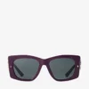 Ochelari de soare Gabi din acetat de culoare prune și gri, cu formă de fluture Ochelari de soare Gabi din acetat de culoare prune și gri, cu formă de fluture