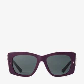 Ochelari de soare Gabi din acetat de culoare prune și gri, cu formă de fluture