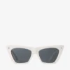 Ochelari de soare Lou cu rame din acetat de culoare lapte și gri, în formă de ochi de pisică Ochelari de soare Lou cu rame din acetat de culoare lapte și gri, în formă de ochi de pisică