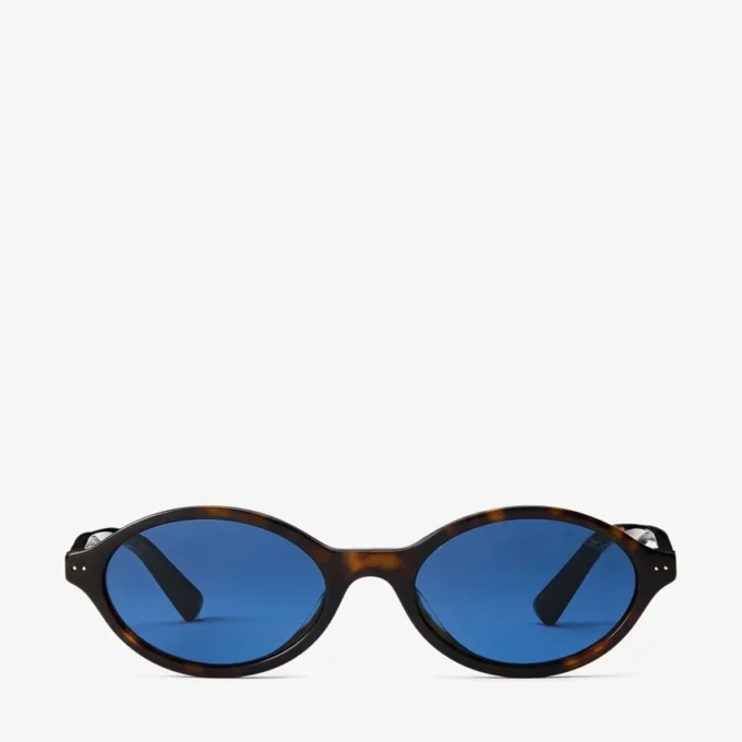 Ochelari de soare Marais din acetat oval, de culoare havana și albastru Ochelari de soare Marais din acetat oval, de culoare havana și albastru