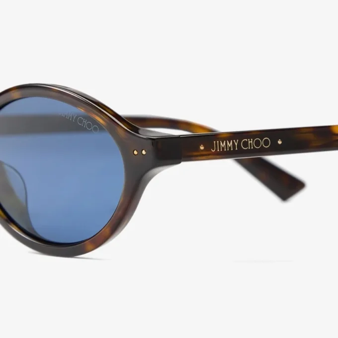 Ochelari de soare Marais din acetat oval, de culoare havana și albastru Ochelari de soare Marais din acetat oval, de culoare havana și albastru