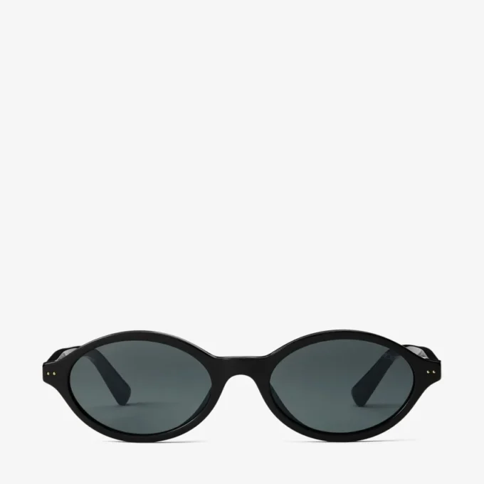 Ochelari de soare Marais din acetat oval negru și gri Ochelari de soare Marais din acetat oval negru și gri