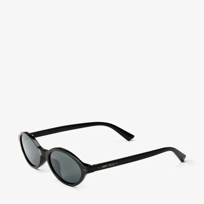 Ochelari de soare Marais din acetat oval negru și gri Ochelari de soare Marais din acetat oval negru și gri