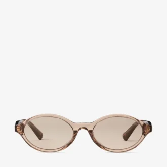 Ochelari de soare Marais din acetat oval, transparenți, de culoare bej și maro deschis