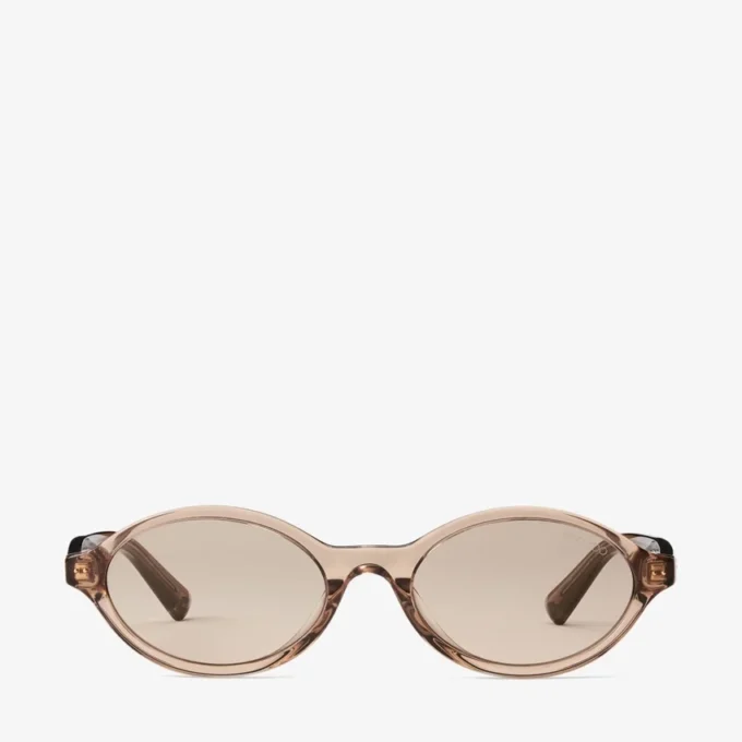 Ochelari de soare Marais din acetat oval, transparenți, de culoare bej și maro deschis Ochelari de soare Marais din acetat oval, transparenți, de culoare bej și maro deschis