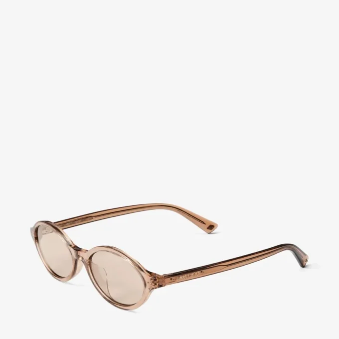 Ochelari de soare Marais din acetat oval, transparenți, de culoare bej și maro deschis Ochelari de soare Marais din acetat oval, transparenți, de culoare bej și maro deschis