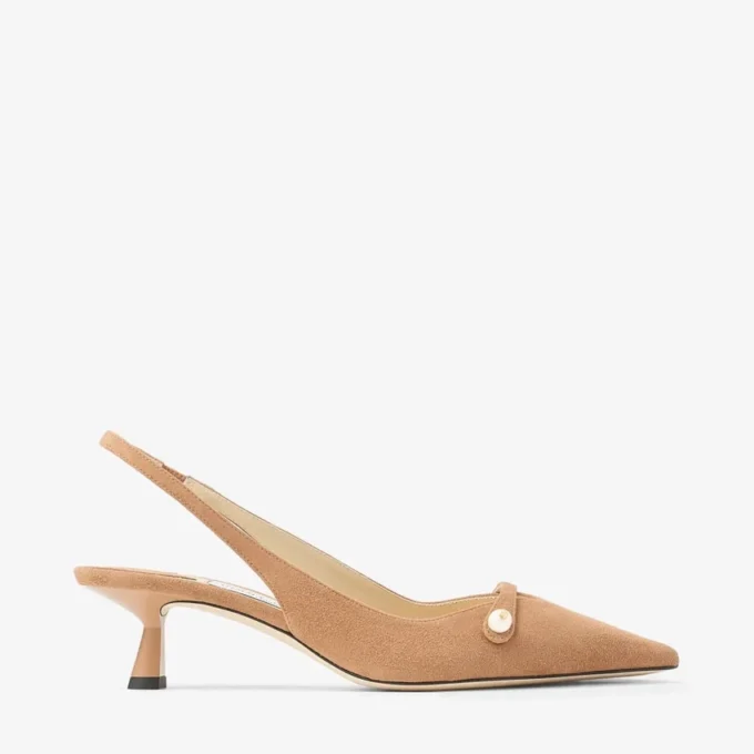 Pantofi cu baretă din piele de căprioară Amita 45 Toffee