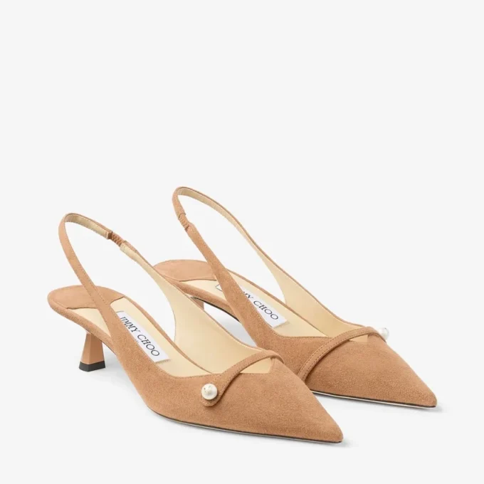 Pantofi cu baretă din piele de căprioară Amita 45 Toffee
