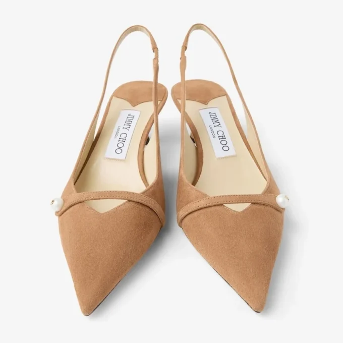 Pantofi cu baretă din piele de căprioară Amita 45 Toffee