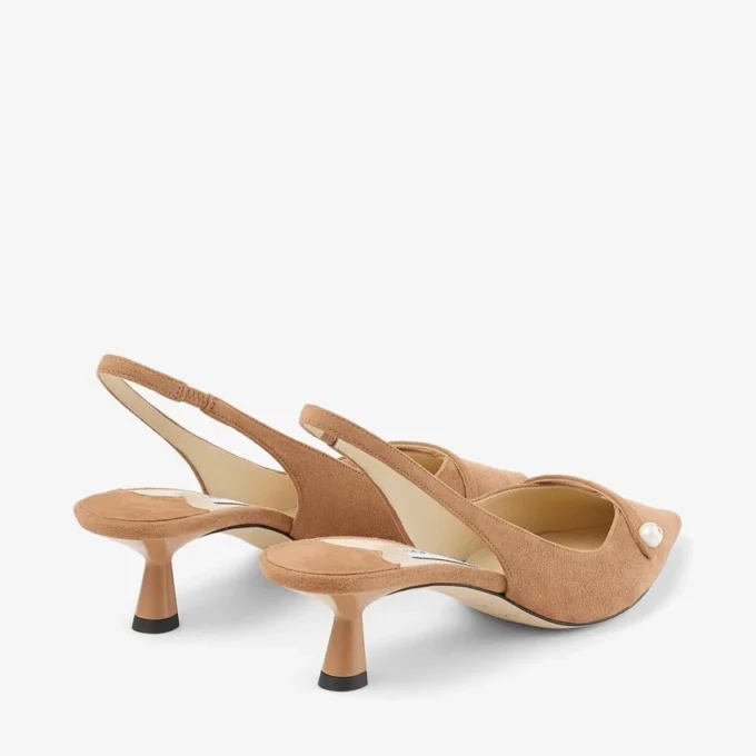 Pantofi cu baretă din piele de căprioară Amita 45 Toffee
