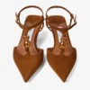 Pantofi cu baretă din piele de căprioară Lauri 50, de culoare maro deschis, cu mărgele Pantofi cu baretă din piele de căprioară Lauri 50, de culoare maro deschis, cu mărgele