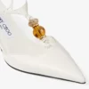 Pantofi cu baretă din piele nappa Lauri 50 Latte Mix, cu mărgele