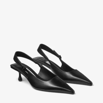 Pantofi cu baretă din piele nappa neagră Amel 50