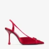 Pantofi cu baretă Faya 95 din satin roșu rubiniu și grosgrain Pantofi cu baretă Faya 95 din satin roșu rubiniu și grosgrain