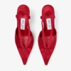 Pantofi cu baretă Faya 95 din satin roșu rubiniu și grosgrain Pantofi cu baretă Faya 95 din satin roșu rubiniu și grosgrain