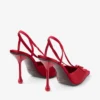 Pantofi cu baretă Faya 95 din satin roșu rubiniu și grosgrain Pantofi cu baretă Faya 95 din satin roșu rubiniu și grosgrain