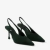 Pantofi cu baretă Isa 80 din piele de căprioară verde britanic cu tocuri punctate