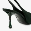 Pantofi cu baretă Isa 80 din piele de căprioară verde britanic cu tocuri punctate