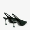 Pantofi cu baretă Isa 80 din piele de căprioară verde britanic cu tocuri punctate