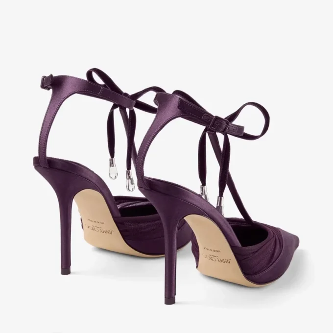 Pantofi cu toc Afia Mesh 100 Winter Bloom din satin și tul drapat