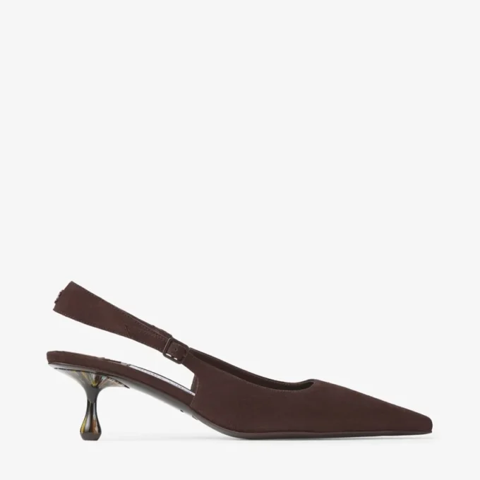 Pantofi cu toc Amel 50 din piele de căprioară ciocolatie Pantofi cu toc Amel 50 din piele de căprioară ciocolatie