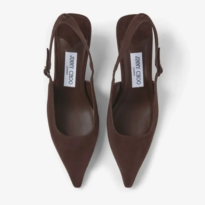Pantofi cu toc Amel 50 din piele de căprioară ciocolatie Pantofi cu toc Amel 50 din piele de căprioară ciocolatie