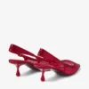 Pantofi cu toc Amel 50 din plasă de cristal roșu rubiniu și satin
