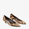 Pantofi cu toc Amelia 35 din piele de ponei cu imprimeu zebră ciocolatiu