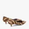 Pantofi cu toc Amelia 35 din piele de ponei cu imprimeu zebră ciocolatiu