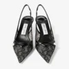 Pantofi cu toc Amita 45 negri din dantelă și piele spazzolato de la jimmy choo Pantofi cu toc Amita 45 negri din dantelă și piele spazzolato de la jimmy choo