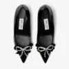 Pantofi cu toc Auria 70 negri din piele moale spazzolato, cu fundă din catifea și cristale Pantofi cu toc Auria 70 negri din piele moale spazzolato, cu fundă din catifea și cristale