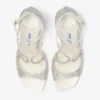 Pantofi cu toc Azia 95 din satin de culoare ivoriu, cu ornamente din cristale Pantofi cu toc Azia 95 din satin de culoare ivoriu, cu ornamente din cristale
