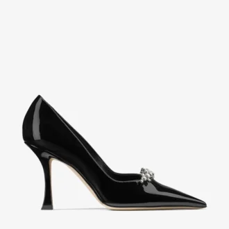 Pantofi cu toc Belinda 90 din piele lăcuită neagră