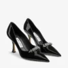 Pantofi cu toc Belinda 90 din piele lăcuită neagră