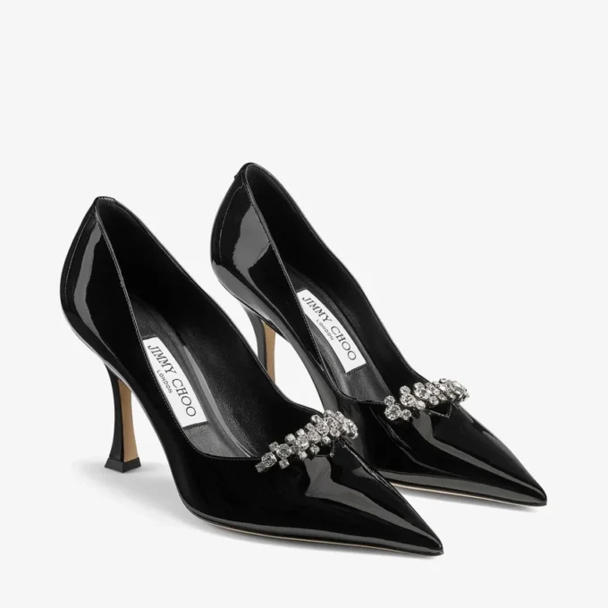 Pantofi cu toc Belinda 90 din piele lăcuită neagră