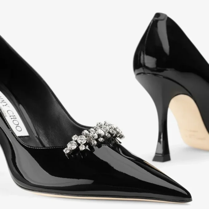 Pantofi cu toc Belinda 90 din piele lăcuită neagră