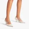 Pantofi cu toc Bing 65 din piele lăcuită de in cu cristale
