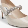 Pantofi cu toc Bing 65 din piele lăcuită de in cu cristale