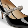 Pantofi cu toc Bing 65 din piele lăcuită neagră cu cristale
