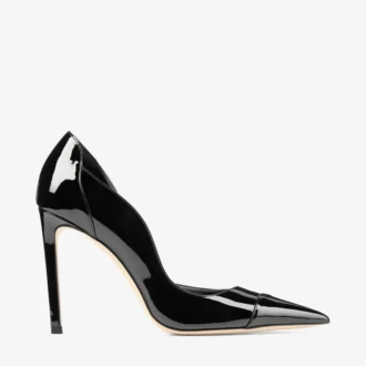 Pantofi cu toc Brigitte 100 din piele lăcuită neagră