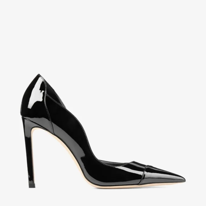 Pantofi cu toc Brigitte 100 din piele lăcuită neagră Pantofi cu toc Brigitte 100 din piele lăcuită neagră