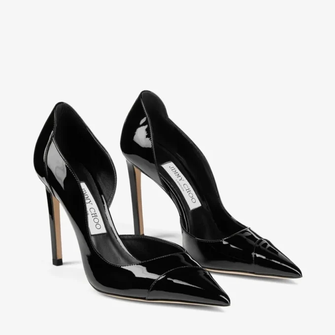 Pantofi cu toc Brigitte 100 din piele lăcuită neagră Pantofi cu toc Brigitte 100 din piele lăcuită neagră